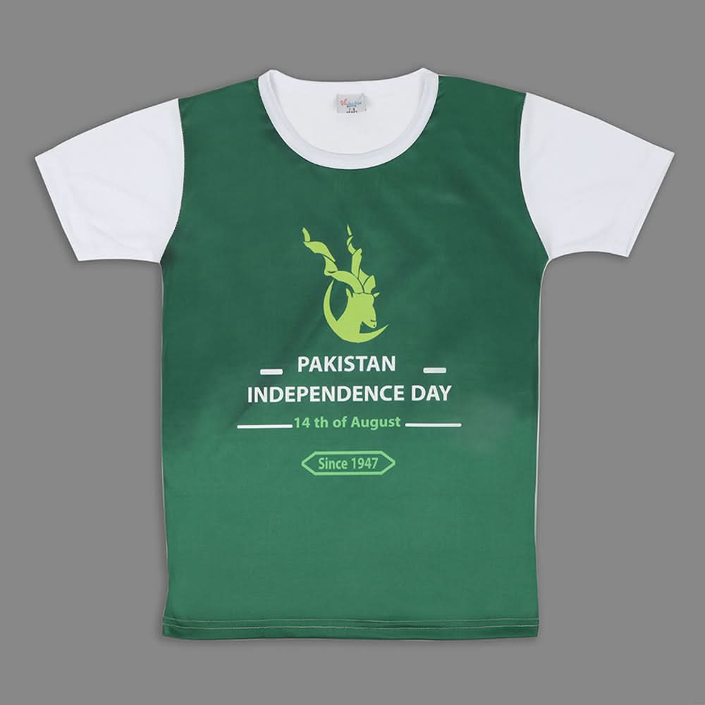 Boys Half Sleeves Azadi T-Shirt - Green, Boys T-Shirts, Chase Value, Chase Value