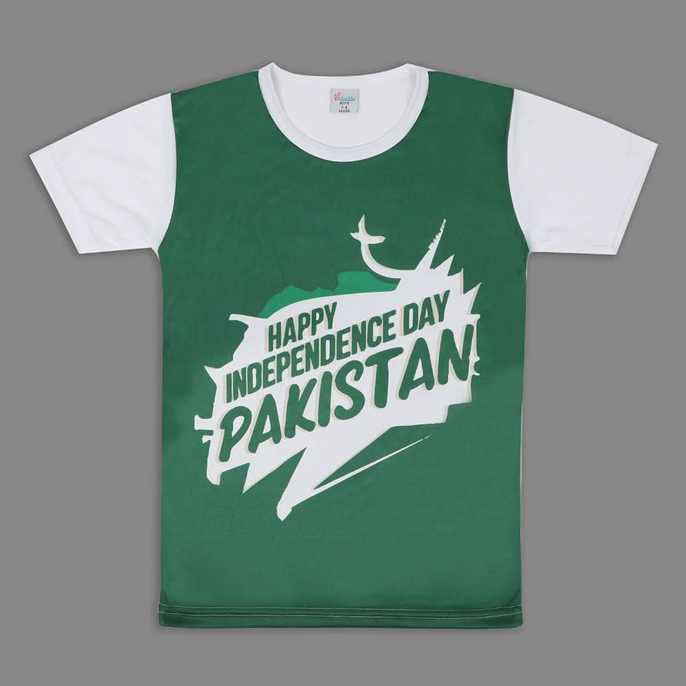 Boys Half Sleeves Azadi T-Shirt - Green, Boys T-Shirts, Chase Value, Chase Value