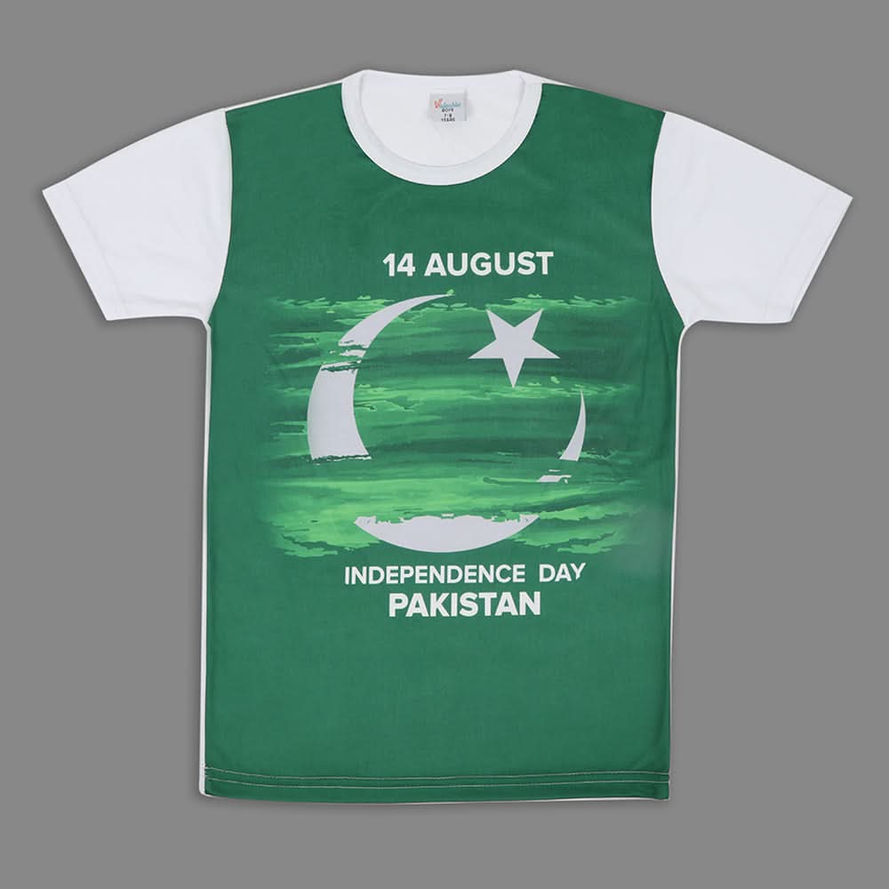 Boys Half Sleeves Azadi T-Shirt - Green, Boys T-Shirts, Chase Value, Chase Value
