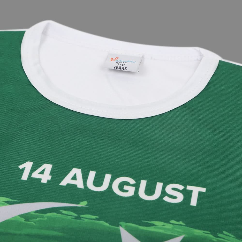 Boys Half Sleeves Azadi T-Shirt - Green, Boys T-Shirts, Chase Value, Chase Value