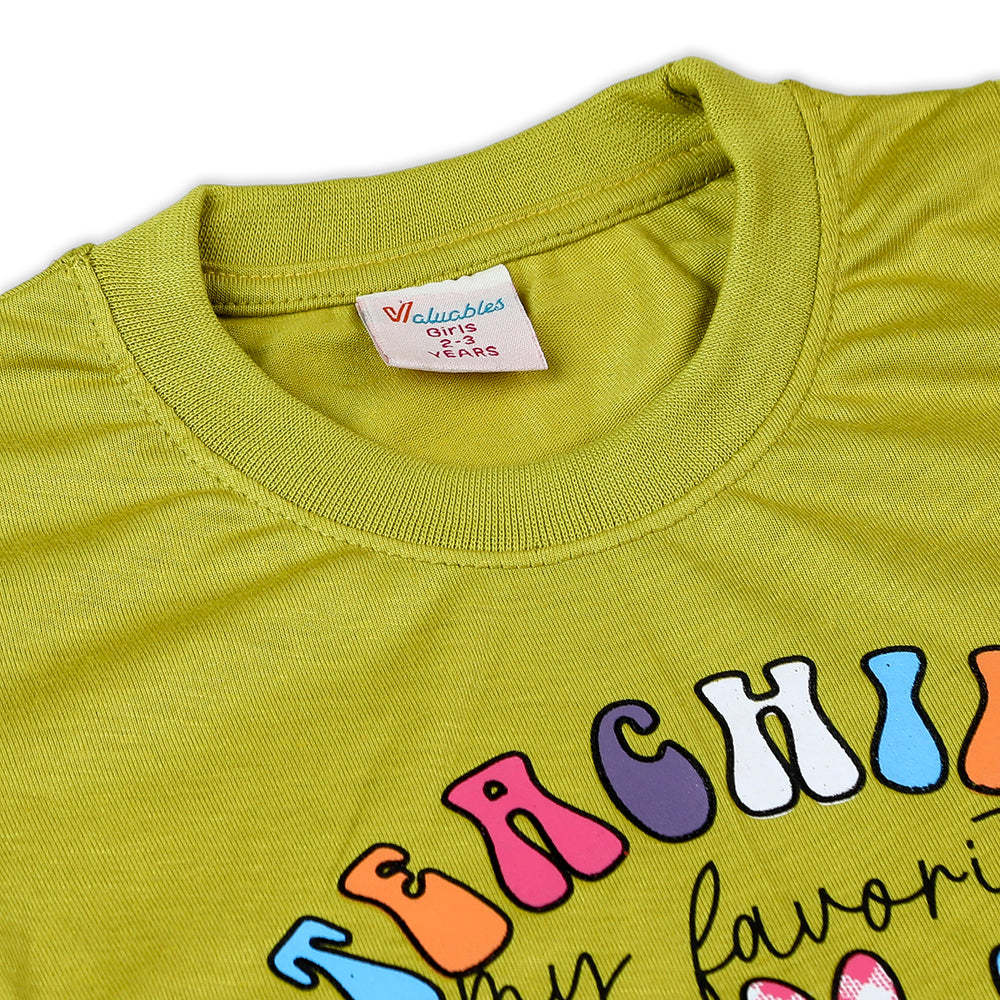 Valuable Girls Half Sleeves Suit - Olive Green, Girls Suits, Chase Value, Chase Value