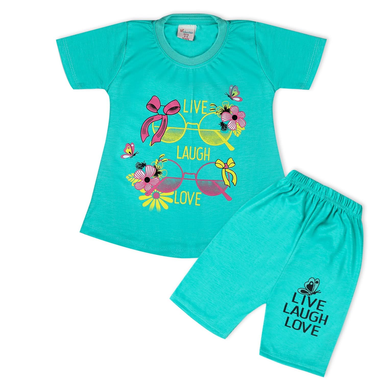 Valuable Girls Half Sleeves Suit - Cyan, Girls Suits, Chase Value, Chase Value