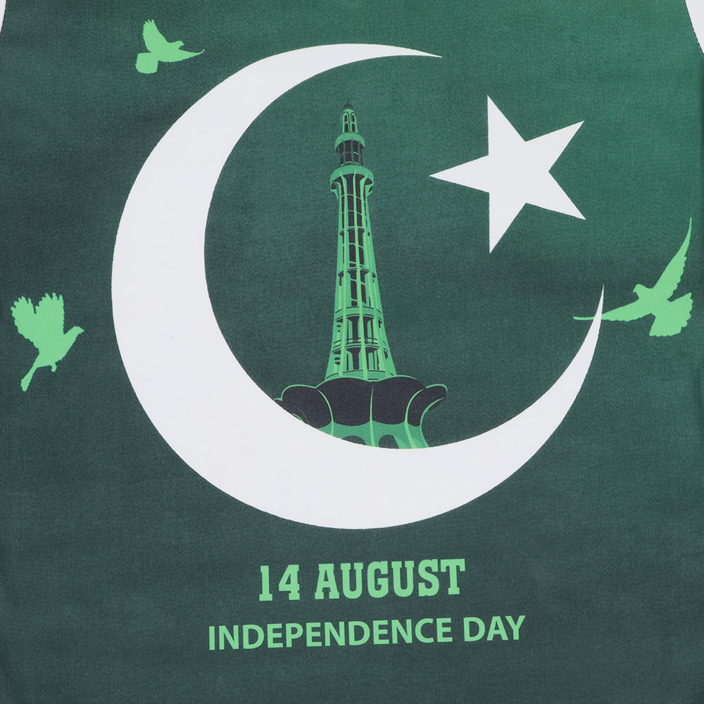 Valuable Girls Independence Day Half Sleeves T-Shirt - Green & White, Girls T-Shirts, Chase Value, Chase Value