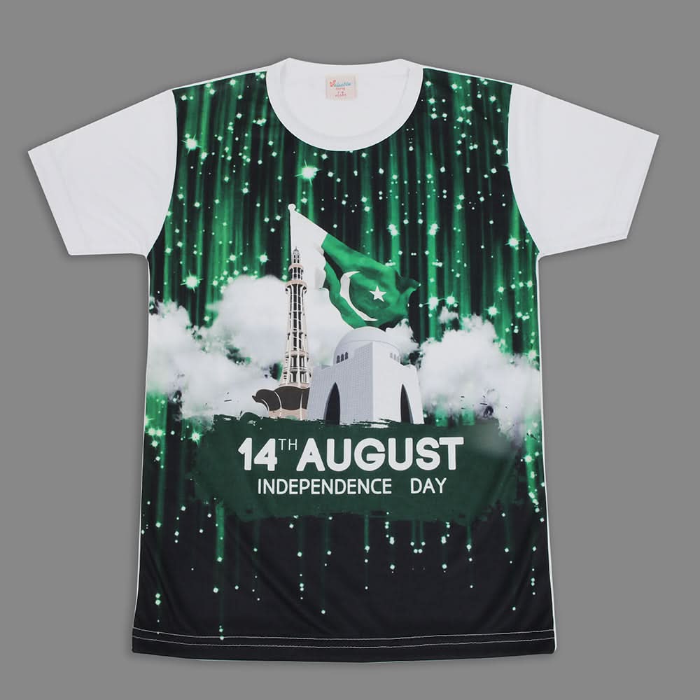 Valuable Girls Independence Day Half Sleeves T-Shirt - Green & White, Girls T-Shirts, Chase Value, Chase Value