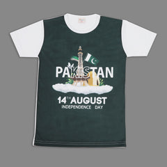 Valuable Girls Independence Day Half Sleeves T-Shirt - Green & White