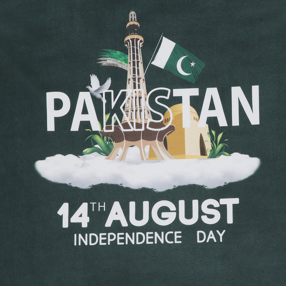 Valuable Girls Independence Day Half Sleeves T-Shirt - Green & White, Girls T-Shirts, Chase Value, Chase Value