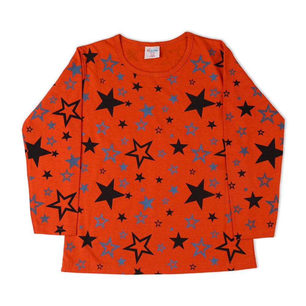 Girls Full Sleeves T-Shirt - Orange, Girls T-Shirts, Chase Value, Chase Value