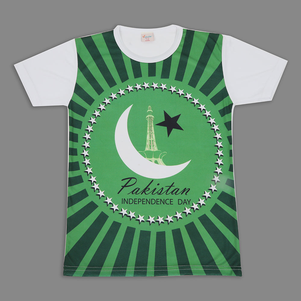 Valuable Girls Independence Day Half Sleeves T-Shirt - Green & White, Girls T-Shirts, Chase Value, Chase Value