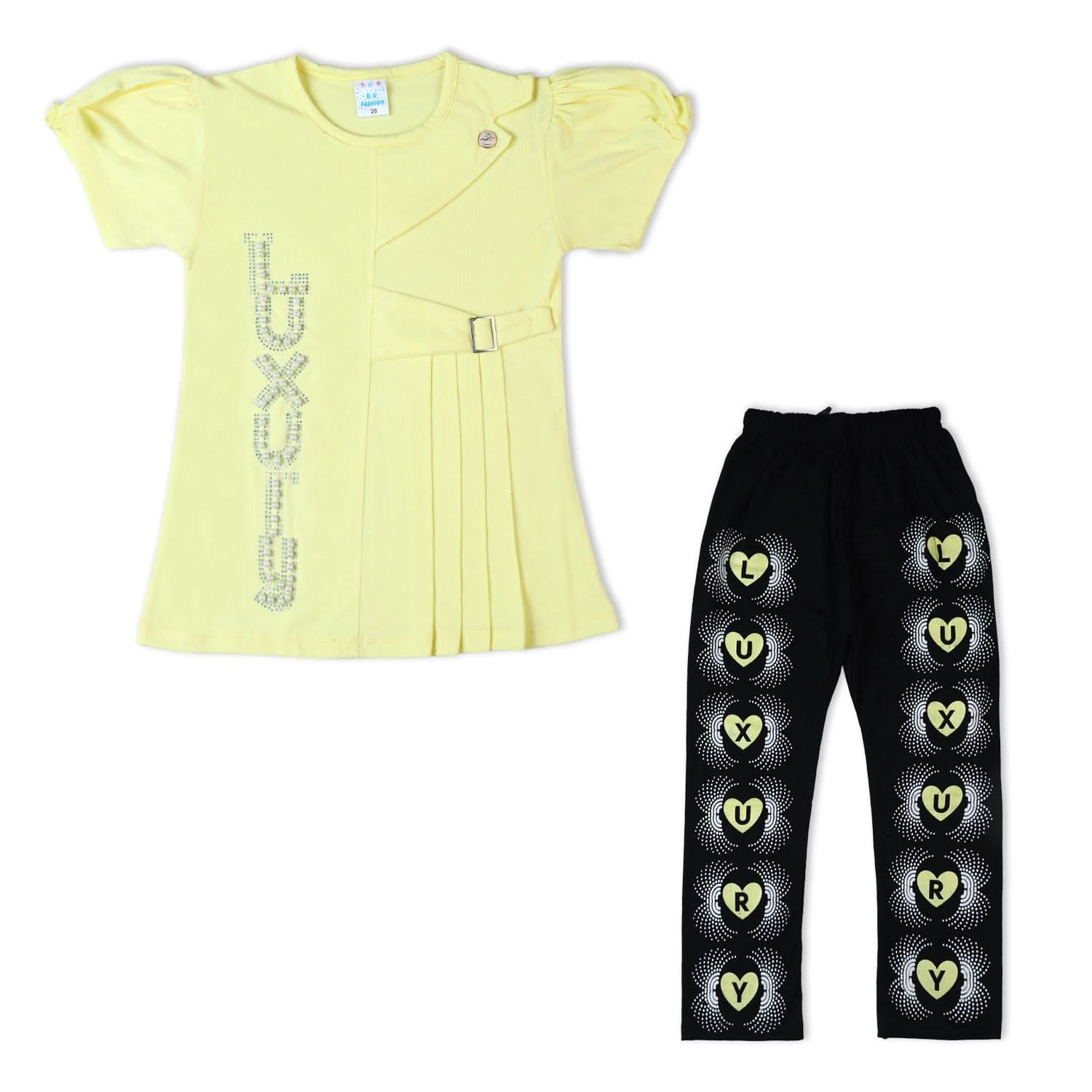 Girls Tight Half Sleeves Suit - Yellow, Girls Suits, Chase Value, Chase Value