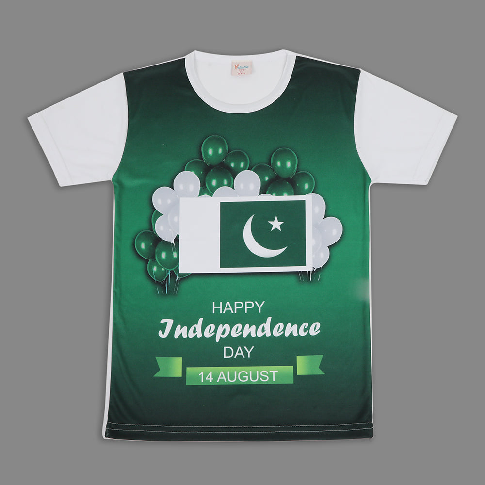 Valuable Girls Independence Day Half Sleeves T-Shirt - Green & White, Girls T-Shirts, Chase Value, Chase Value