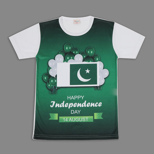 Valuable Girls Independence Day Half Sleeves T-Shirt - Green & White