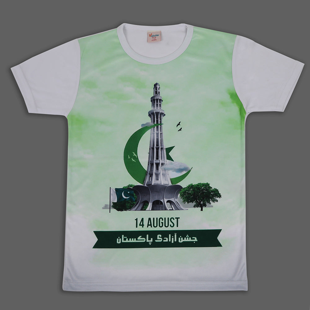 Valuable Girls Independence Day Half Sleeves T-Shirt - Green & White, Girls T-Shirts, Chase Value, Chase Value