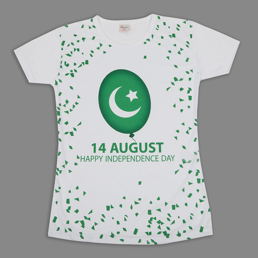 Valuable Girls Independence Day Half Sleeves T-Shirt - Green & White