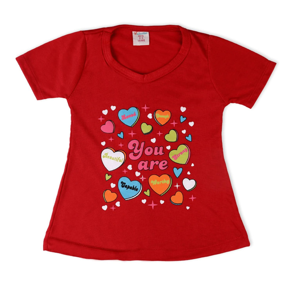 Valuable Girls Half Sleeves Suit - Red, Girls Suits, Chase Value, Chase Value