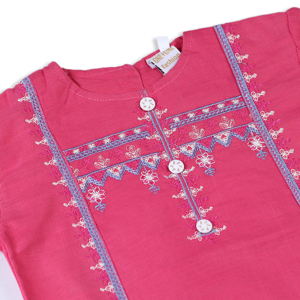 Girls Embroidered Shalwar Suit - Pink, Girls Shalwar Kameez, Chase Value, Chase Value