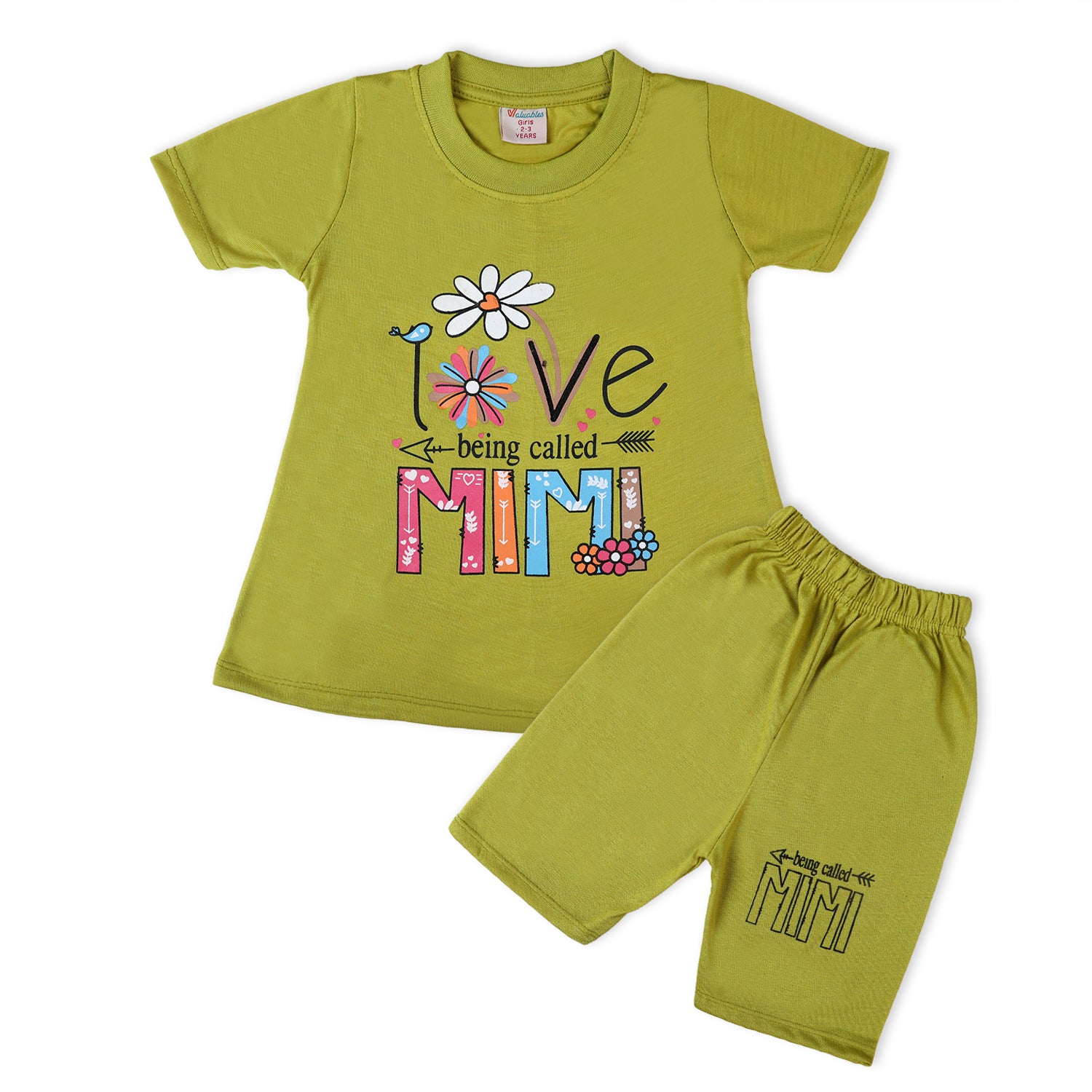 Valuable Girls Half Sleeves Suit - Olive Green, Girls Suits, Chase Value, Chase Value