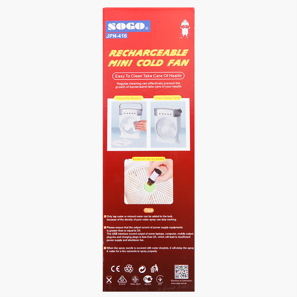 Sogo Rechargeable Mini Cold fan, Rechargeable Fan, Sogo, Chase Value