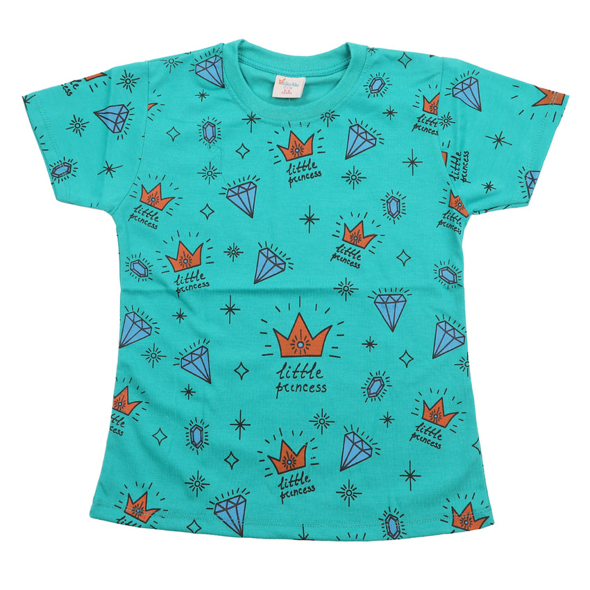 Girls Half Sleeves T-Shirt - Sea Green