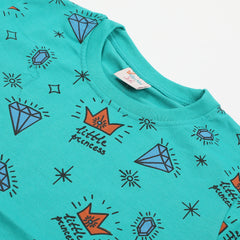 Girls Half Sleeves T-Shirt - Sea Green