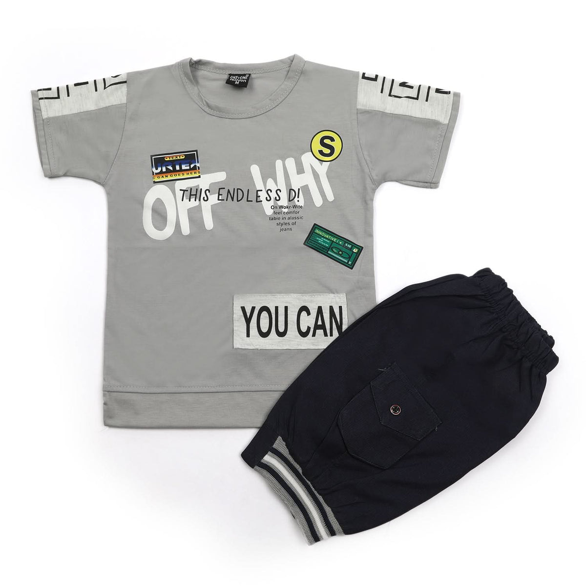 Boys Half Sleeves Short Suit - Grey, Boys Sets & Suits, Chase Value, Chase Value