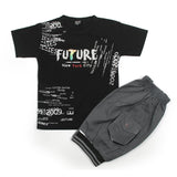 Boys Half Sleeves Short Suit - Black, Boys Sets & Suits, Chase Value, Chase Value