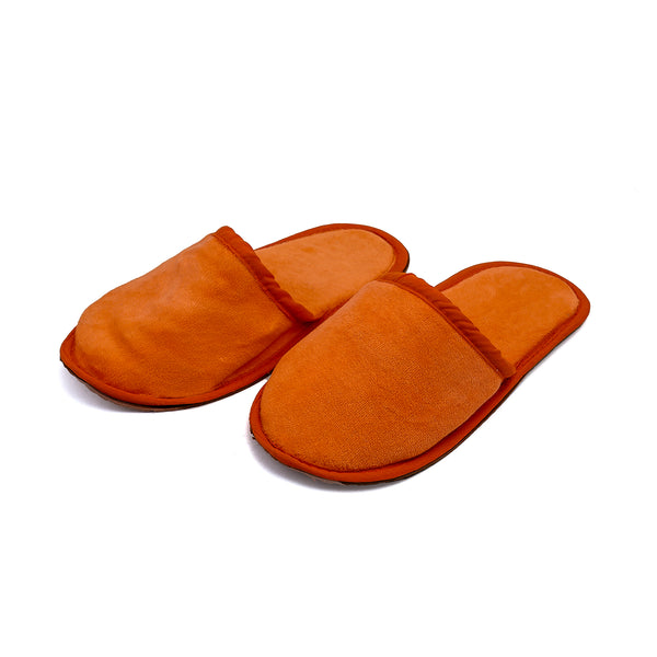 Velour Bedroom Slippers - Orange