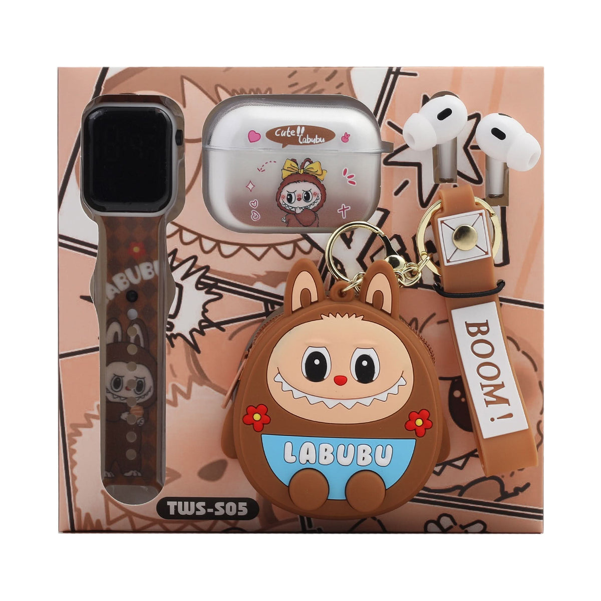 LABUBU LED Watch TWS S05 - 5 in 1 Smart Gadget Gift Set for Kids, Kids Watches, Chase Value, Chase Value