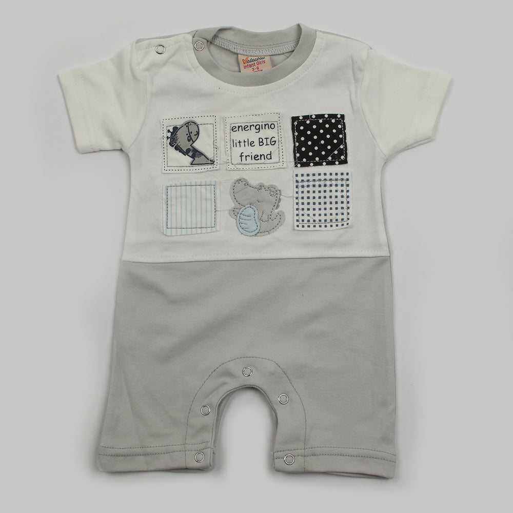 Newborn Boys Half Sleeves Romper - Grey, Newborn Boys Rompers, Chase Value, Chase Value