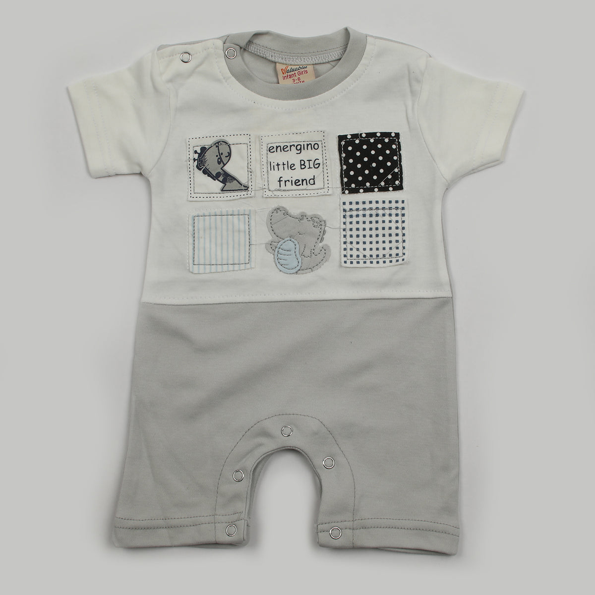 Newborn Boys Half Sleeves Romper - Grey, Newborn Boys Rompers, Chase Value, Chase Value