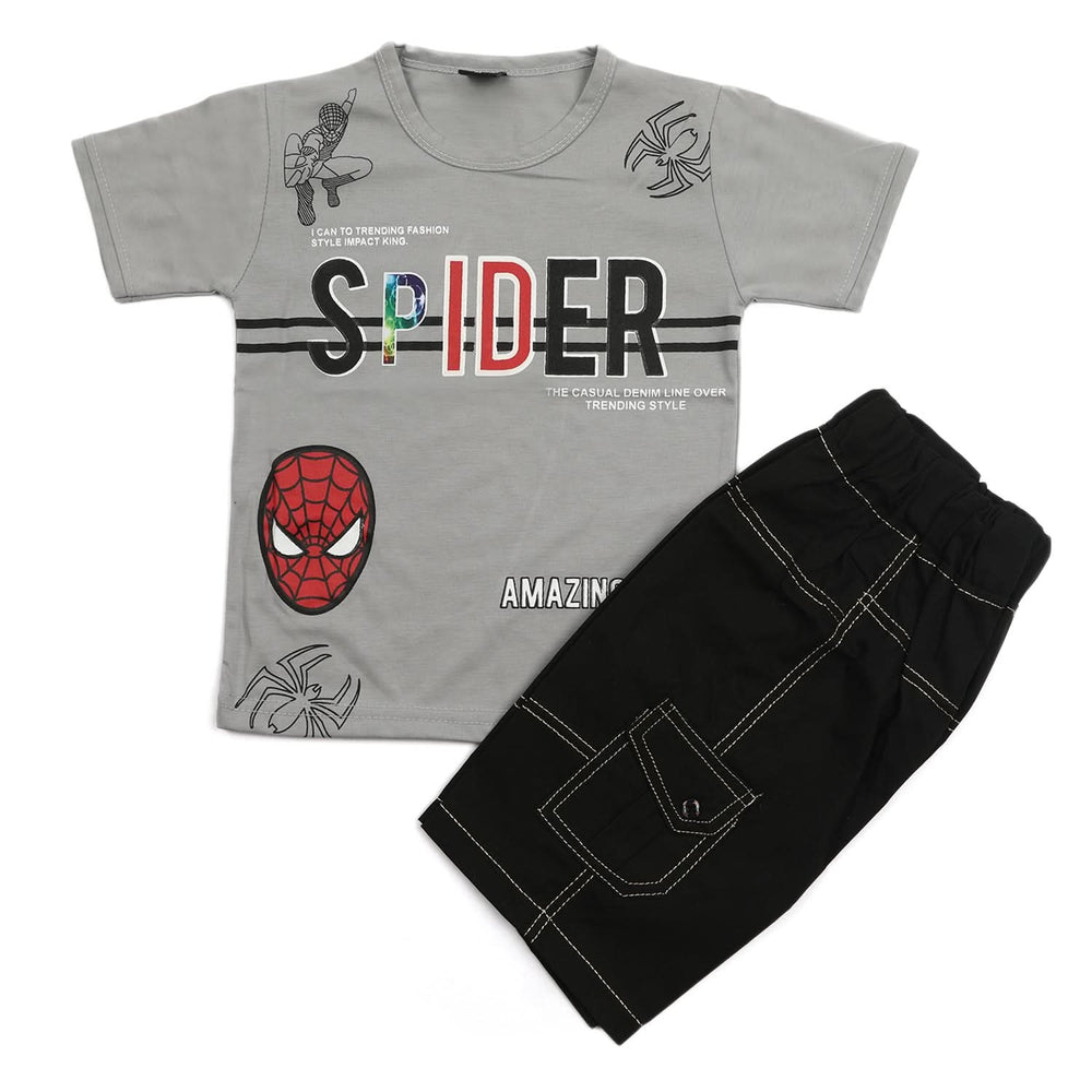 Boys Half Sleeves Short Suit - Grey, Boys Sets & Suits, Chase Value, Chase Value