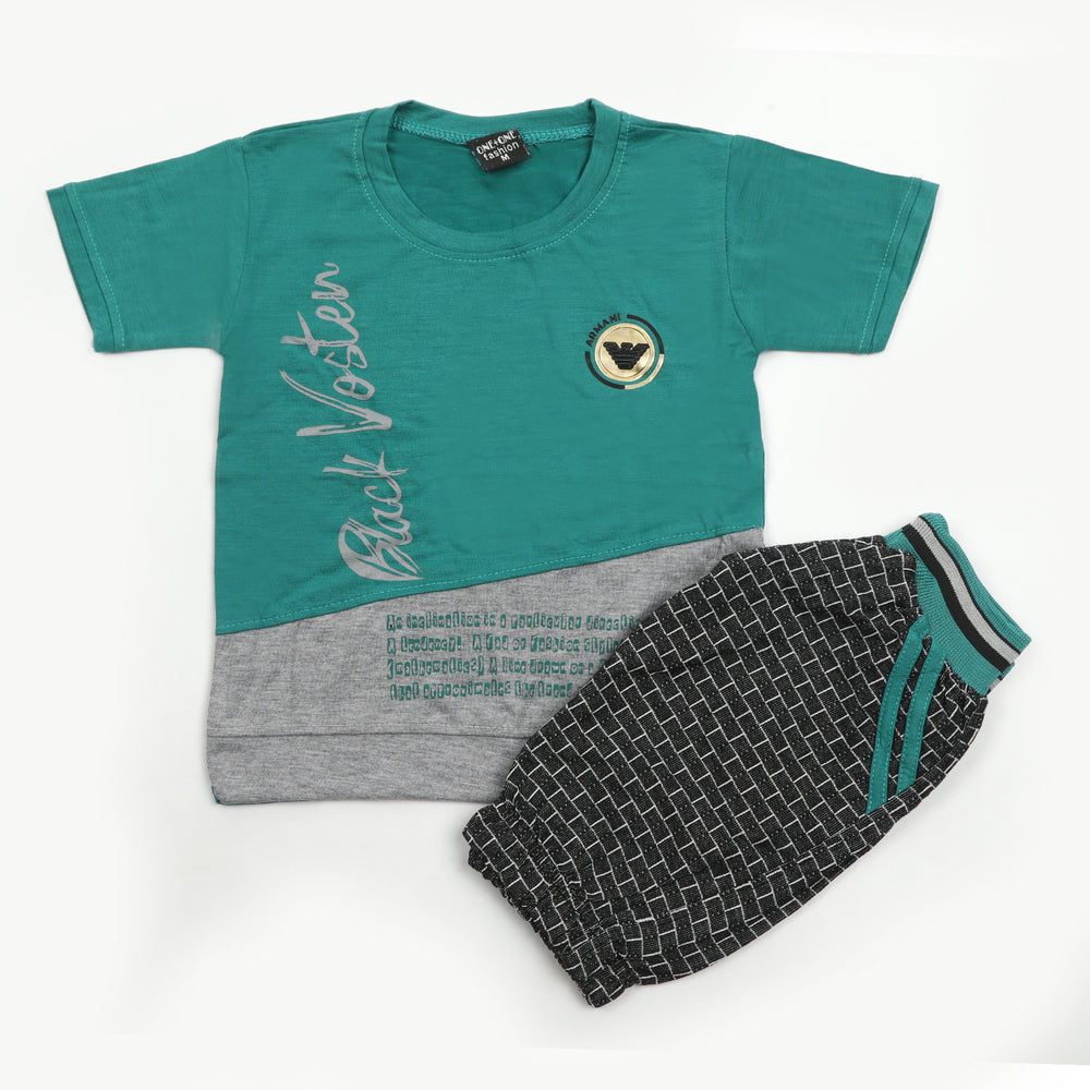 Boys Half Sleeves Short Suit - Steel Blue, Boys Sets & Suits, Chase Value, Chase Value