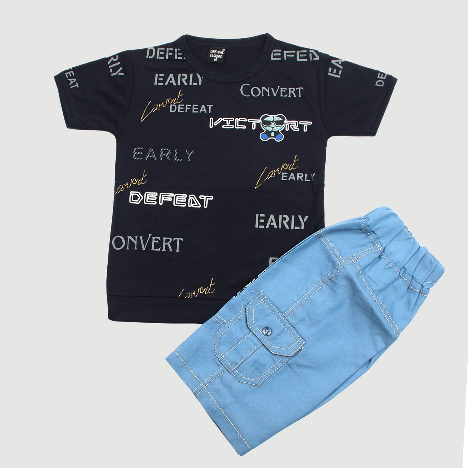 Boys Half Sleeves Short Suit - Navy Blue, Boys Sets & Suits, Chase Value, Chase Value
