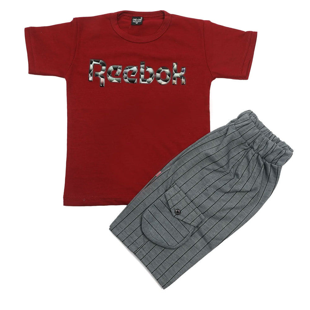 Boys Half Sleeves Short Suit - Maroon, Boys Sets & Suits, Chase Value, Chase Value