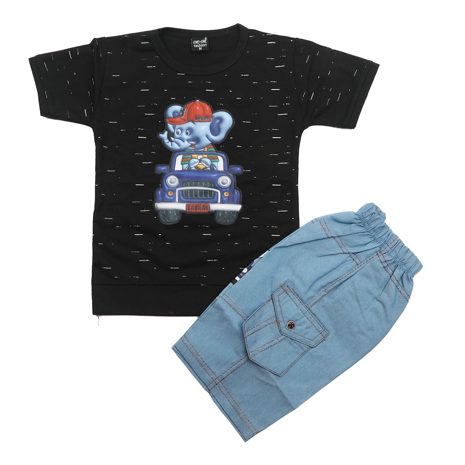 Boys Half Sleeves Short Suit - Black, Boys Sets & Suits, Chase Value, Chase Value