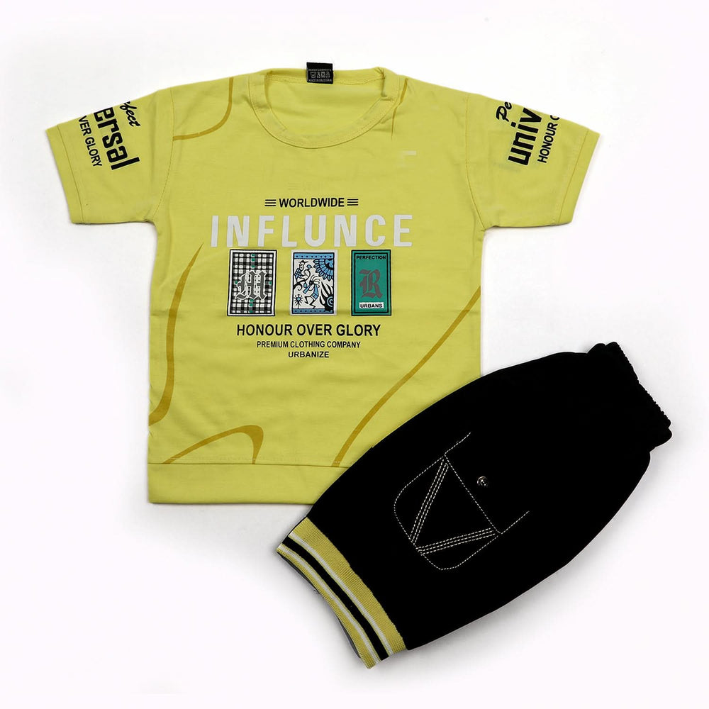 Boys Half Sleeves Short Suit - Yellow, Boys Sets & Suits, Chase Value, Chase Value