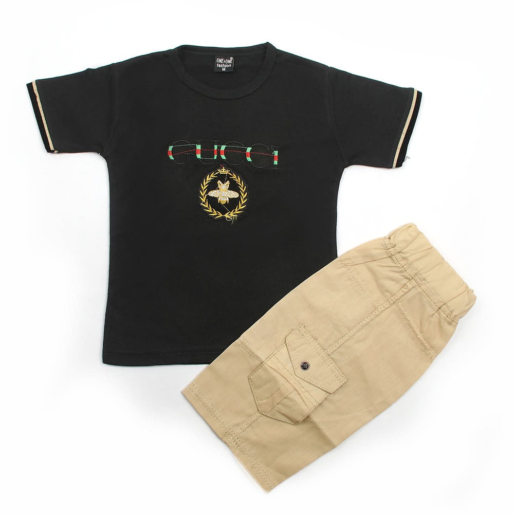 Boys Half Sleeves Short Suit - Black, Boys Sets & Suits, Chase Value, Chase Value