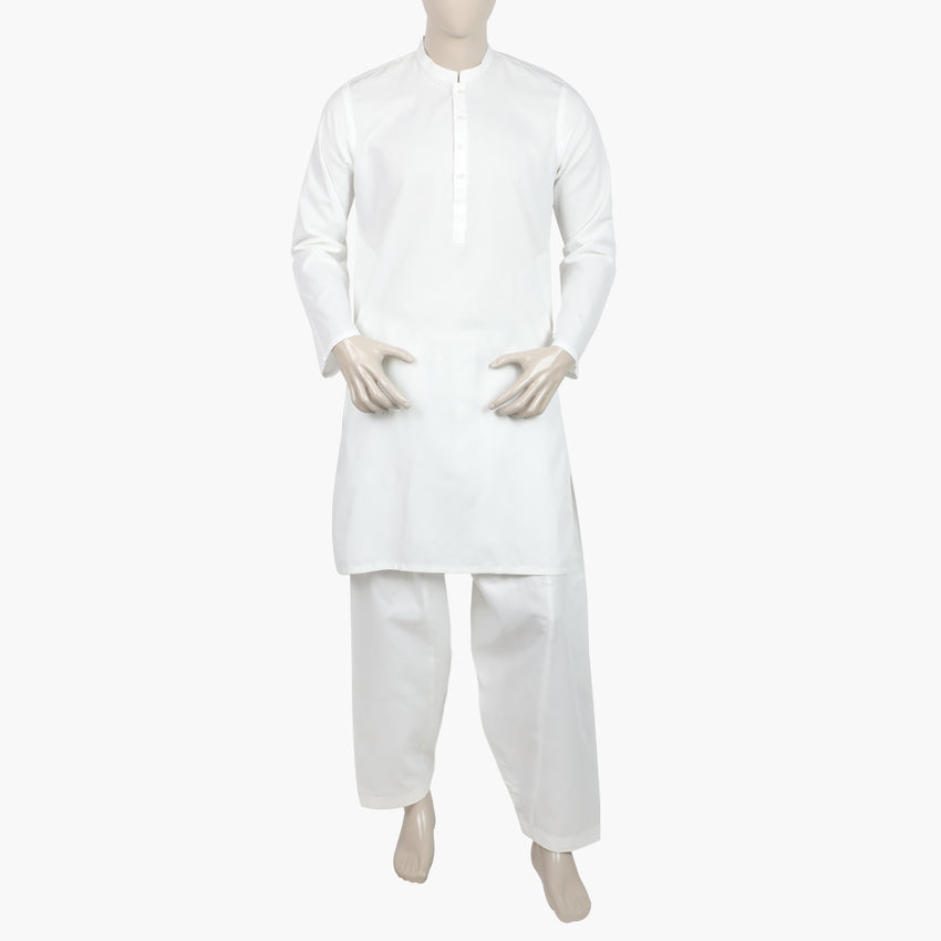 Men's Plain Kurta Shalwar Suit - White