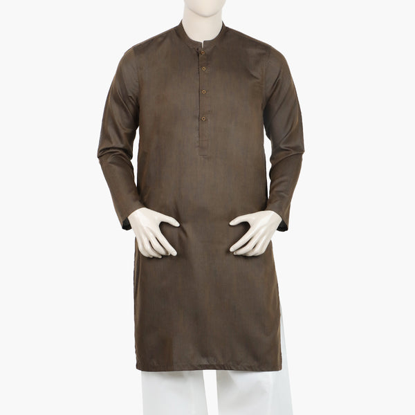 Men's Slim Fit Plain Kurta - Dark Brown