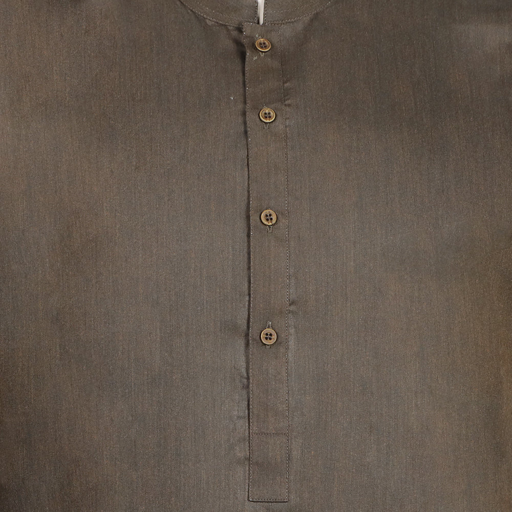 Men's Slim Fit Plain Kurta - Dark Brown, Men's Kurtas, Chase Value, Chase Value