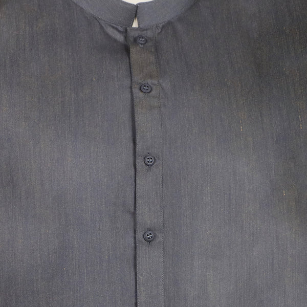 Men's Slim Fit Plain Kurta - Charcoal