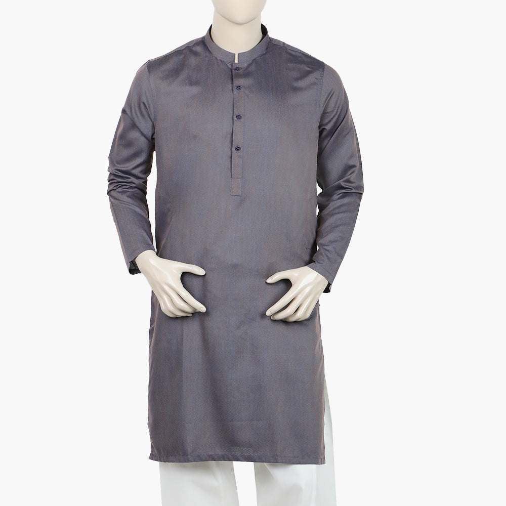 Men's Slim Fit Plain Kurta - Grey, Men's Kurtas, Chase Value, Chase Value