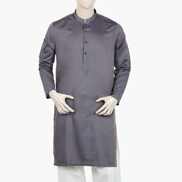 Men's Slim Fit Plain Kurta - Grey