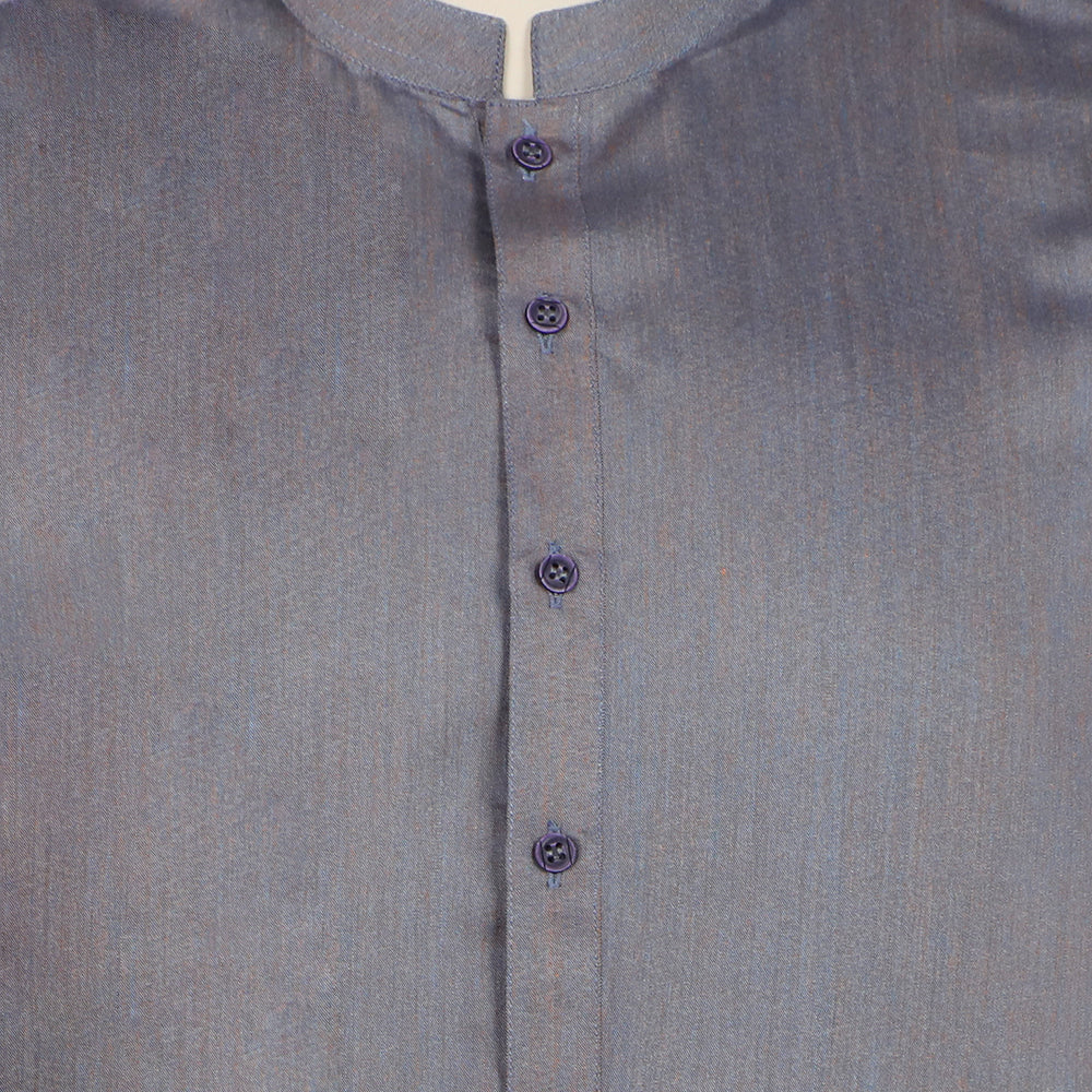 Men's Slim Fit Plain Kurta - Grey, Men's Kurtas, Chase Value, Chase Value