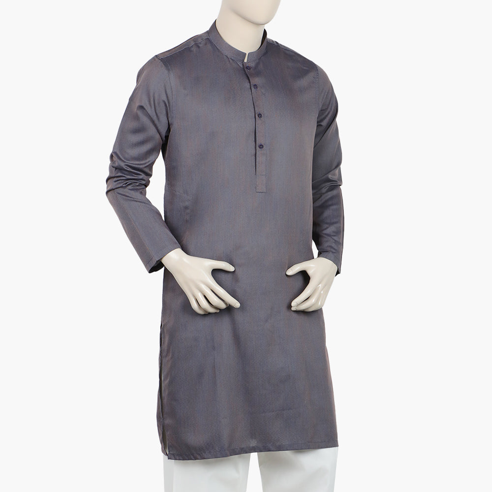 Men's Slim Fit Plain Kurta - Grey, Men's Kurtas, Chase Value, Chase Value