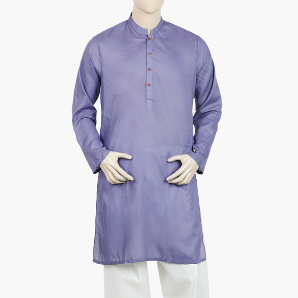 Men's Slim Fit Stitched Plain Kurta - Light Purple