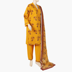 Women's Bareezay Cloud Cambric Shalwar Suit - Mustard