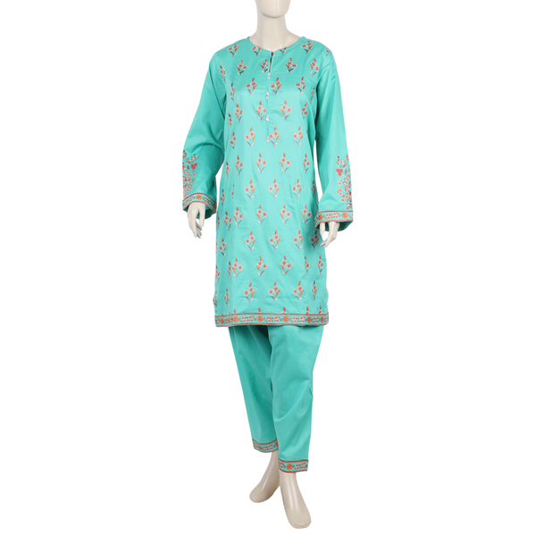 Eminent Women's Embroidered Shalwar Suit - Turquoise