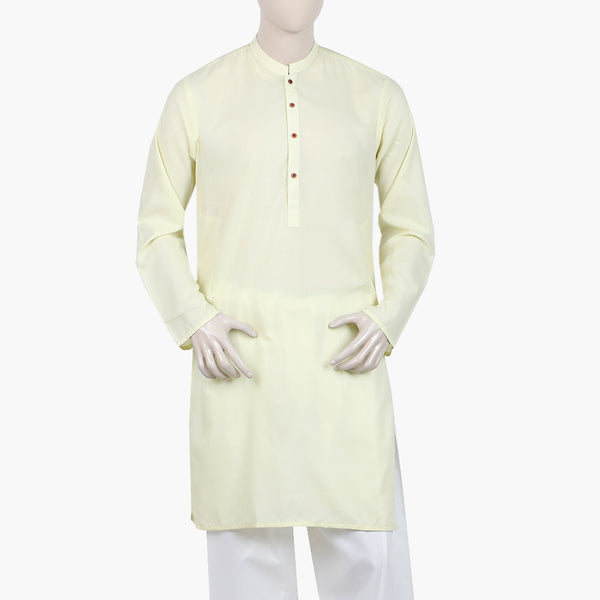 Men's Slim Fit Stitched Plain Kurta - Light Green