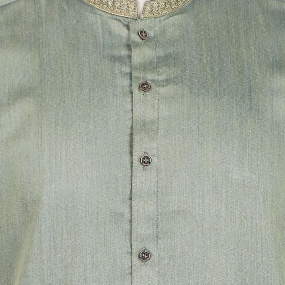 Men's Slim Fit Embroidered Kurta - Green, Men's Kurtas, Chase Value, Chase Value
