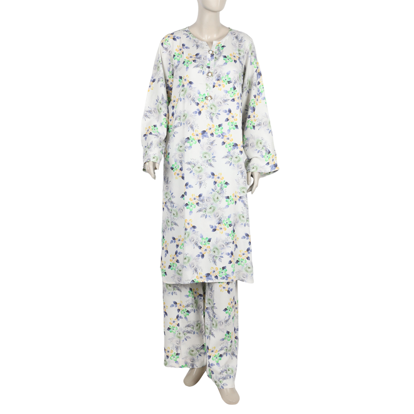 Women's Printed Linen Co-Ord Set - White